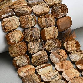 Естественного изображения яшмы бисер нитей, прямоугольные, граненые