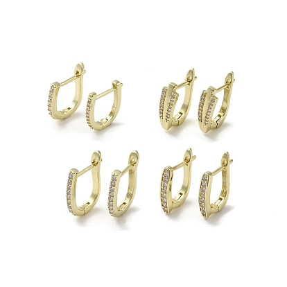 Brass Micro Pave Cubic Zirconia Arch Hoop Earring, Long-Lasting Plated