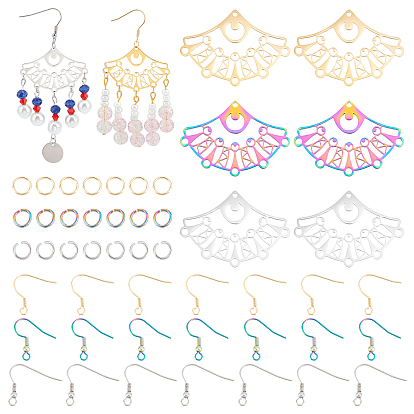 DIY Fan Dangle Earring Making Kit, Including 304 Stainless Steel Earrings Hooks & Jump Rings, 201 Stainless Steel Chandelier Components Links