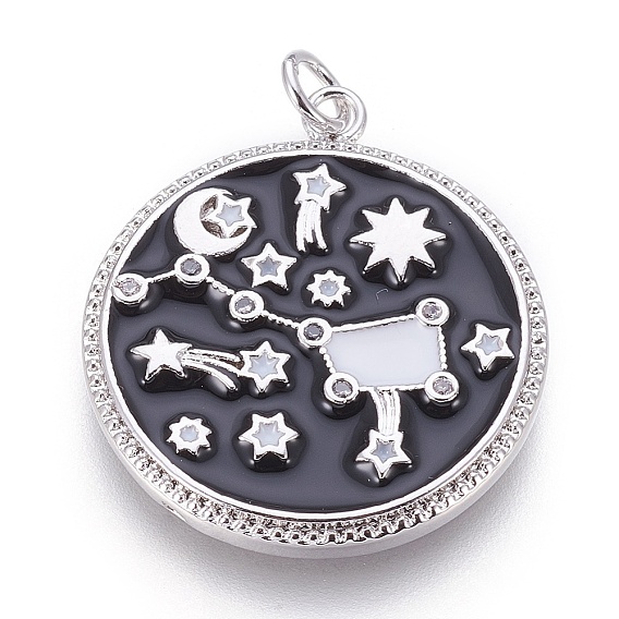 Латуни циркония кубической подвески, с эмалью, плоский круглый с ковшом