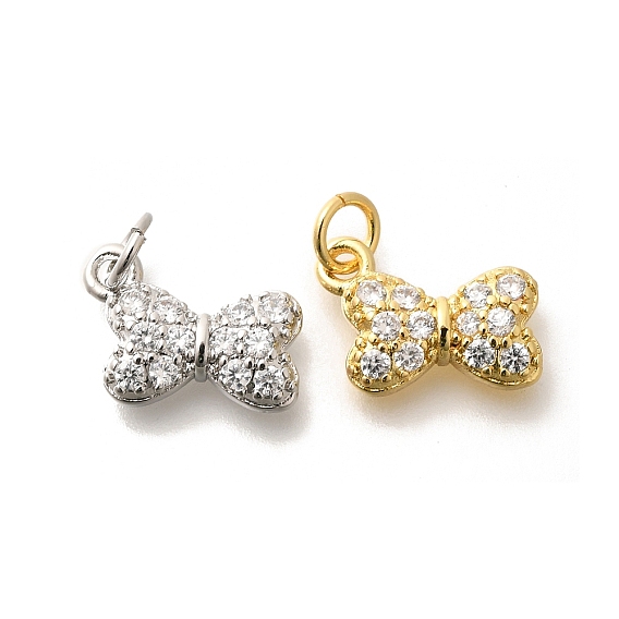 Латунные микропаве прозрачные подвески с фианитом, с целью перехода в кольце, долговечный, без свинца и без кадмия, бантом прелести