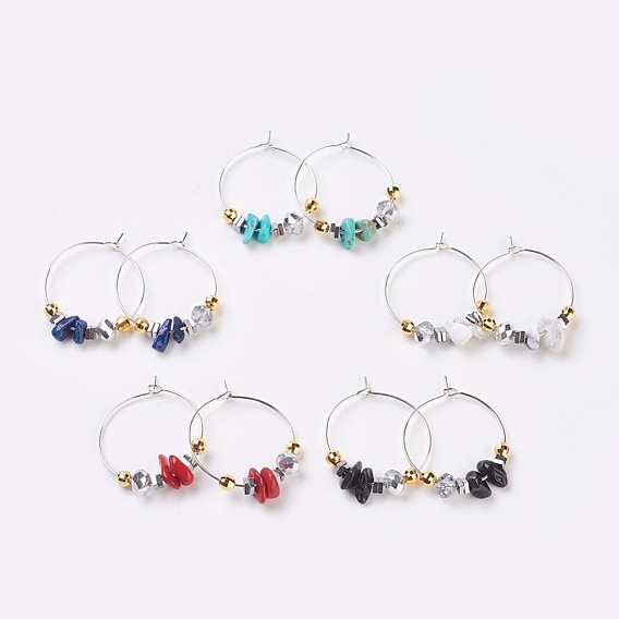Chip Edelstein & facettiertes Glas Weinglas Charms, mit Messingreifen und 925 Sterlingsilber-Abstandsperlen