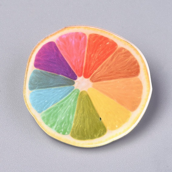 Acrylic Badges Brooch Pins, Cute Lapel Pin, for Clothing Bags Jackets Accessory DIY Crafts, Orange Shape