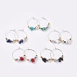 Chip Edelstein & facettiertes Glas Weinglas Charms, mit Messingreifen und 925 Sterlingsilber-Abstandsperlen