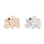 Rack Plating Brass Micro Pave Cubic Zirconia Charms, Long-Lasting Plated, Elephant