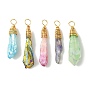 5шт. подвески из натурального кварца с гальваническим покрытием, слеза, с медной проволокой