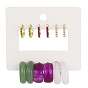 Colorful Acrylic Earrings with Inlaid Rhinestones and Resin Vinegar Circle Design