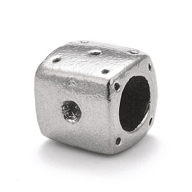 304 Stainless Steel European Beads, Large Hole Beads, Square