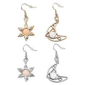 2 пары 2 серьги-подвески из сплава с луной и солнцем разных цветов, cmолой, слева и справа