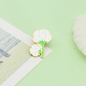 Stylish White Cloud-like Cotton Flower Alloy Brooch Pin Jewelry