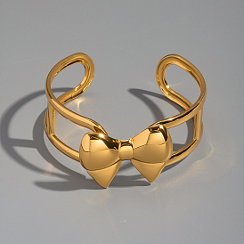 Браслеты-манжеты с бантом 304 из нержавеющей стали, широкие браслеты для женщин
