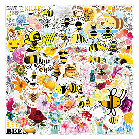 100Pcs PVC Self-Adhesive Cartoon Bees Stickers, Waterproof Insect Decals for Party Decorative Presents