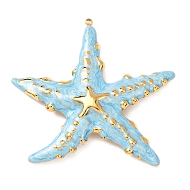 Ocean 304 Stainless Steel Big Pendants, with Enamel, Golden, Starfish Charms