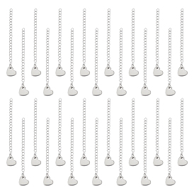 40шт 304 удлинитель цепи из нержавеющей стали, концевые цепи с вкладками в форме сердца