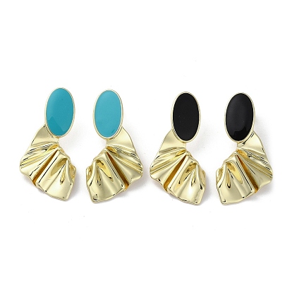 Серьги-пусеты из латуни овальной формы с покрытием из настоящего 18k золота и эмалью, без свинца и без кадмия