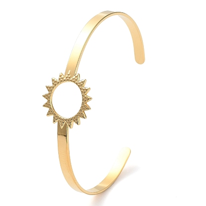 304 Stainless Steel Hollow Sunflower Cuff Bangle for Women