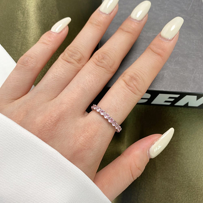 925 женское кольцо на палец из стерлингового серебра с микропаве из циркония, Реальная платина