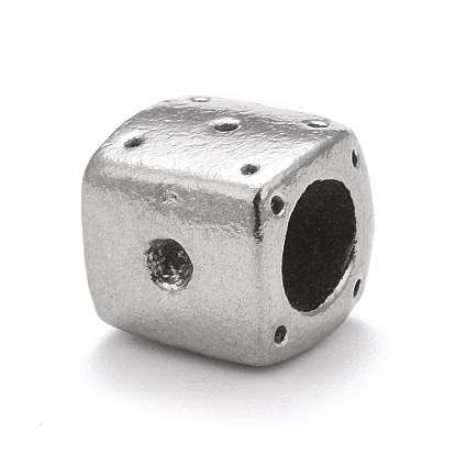 304 Stainless Steel European Beads, Large Hole Beads, Square