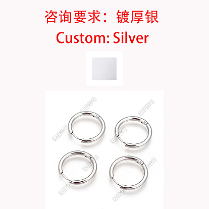304 Edelstahl Creolen Ohrstecker , von Hand polierte Huggie-Ohrringe, Ring