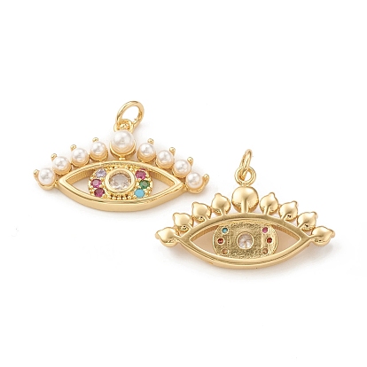 Кулоны из экологически чистой латуни с микропаве и кубическим цирконием, с прыгающим кольцом и акриловым искусственным жемчугом, без свинца и без кадмия, долговечный, очарование глаз