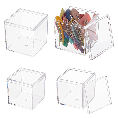 4Pcs 2 Style Square Recyclable Plastic Clear Gift Boxes, with Cover, for Baby Shower Candy Box
