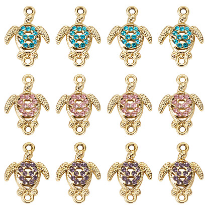16шт. сплава стразы соединительные подвески, золотой свет, без кадмия и без свинца, черепаха