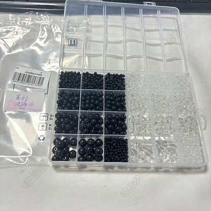 2130 pcs 10 styles perles de verre transparentes, ronde