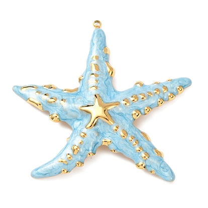 Ocean 304 Stainless Steel Big Pendants, with Enamel, Golden, Starfish Charms