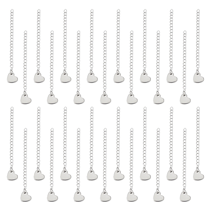 40шт 304 удлинитель цепи из нержавеющей стали, концевые цепи с вкладками в форме сердца