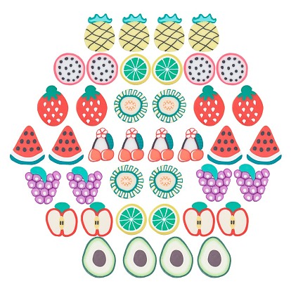 Hechos a mano de la arcilla del polímero cabujones, Rebanadas de arcilla polimérica para manualidades con resina y proyectos de bricolaje., fruta