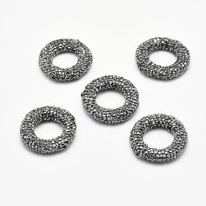 Polymer Clay Rhinestone Beads, Donut