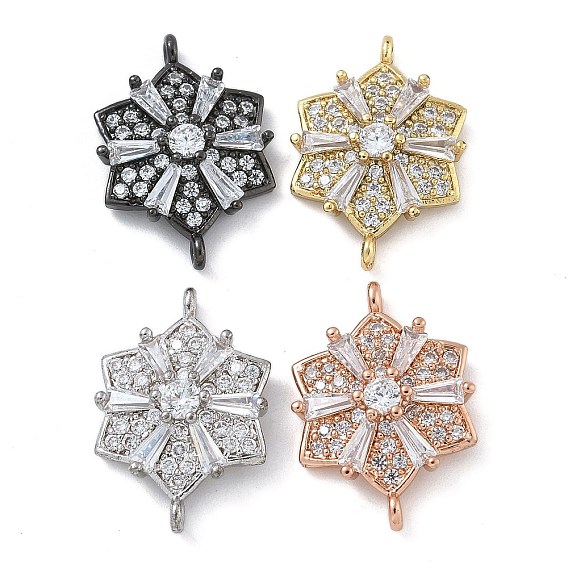 Стойка покрытие латунь прозрачный кубический цирконий цветок соединительные подвески, долговечный, без свинца и без кадмия