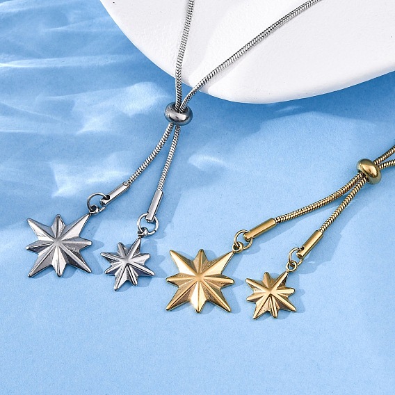 304 ожерелья-слайдеры из нержавеющей стали в форме звезды, ионное покрытие (ip)
