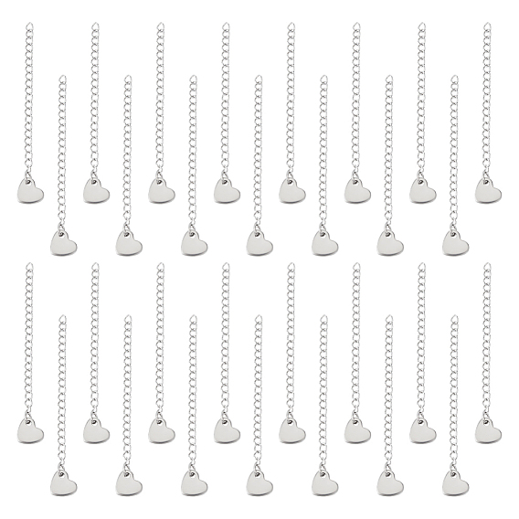 40шт 304 удлинитель цепи из нержавеющей стали, концевые цепи с вкладками в форме сердца