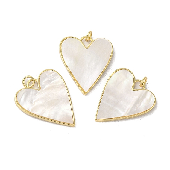 Стойки с латунными подвесками из ракушек, подвески-сердечки с кольцами-прыгунами, реальный 18 k позолоченный, долговечный, без кадмия и без свинца