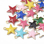 Brass Charms, Enamelled Sequins, Raw(Unplated), Star