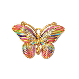 304 нержавеющей стальной эмали подвески, очарование бабочки, с кристально горный хрусталь, реальный 18 k позолоченный, ионное покрытие (ip), долговечный