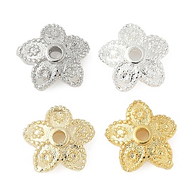 Шапочки и конусы для бусин, латунные, 5-лепестков цветка