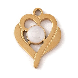 Ion Plating(IP) 304 Stainless Steel Enamel Pendants, Heart Charm