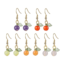 5Pairs 5 Colors Acrylic Dangle Earrings, with 304 Stainless Steel Earring Hooks, Round