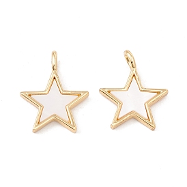 Natural Shell Pendants, with Real 18K Gold Plated Brass Findings, Lead Free & Cadmium Free, Star