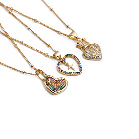 Stylish Heart-Shaped Pendant with Copper Zirconia - Matching European American Necklace for Women