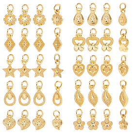 60Pcs 10 Style Electroplated Alloy Charms, Long-Lasting Plated, with Brass Jump Ring
