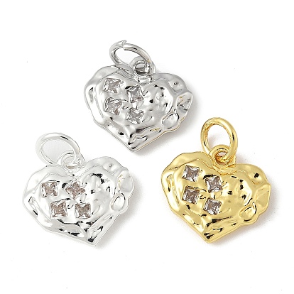 Латунные микропаве прозрачные кубические циркониевые подвески, текстурированное сердце, с целью перехода в кольце