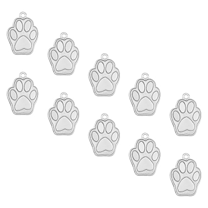304 Stainless Steel Pendants, Dog Paw Print