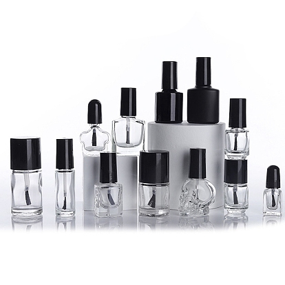 Прозрачный стеклянный лак для ногтей пустая бутылка, с кистью