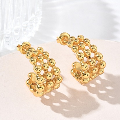 Массивные серьги-гвоздики из нержавеющей стали для женщин, серьги-кольца, ионное покрытие (ip)