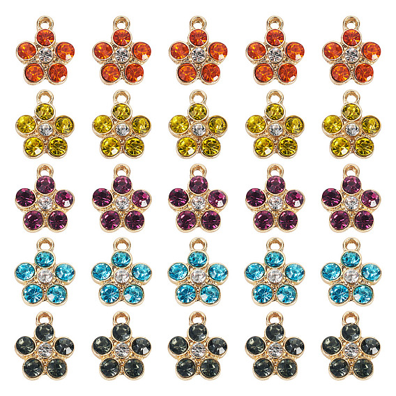 25шт 5 цветной сплав с подвесками из горного хрусталя, , золотой свет