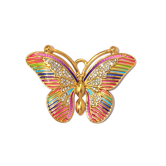 304 нержавеющей стальной эмали подвески, очарование бабочки, с кристально горный хрусталь, реальный 18 k позолоченный, ионное покрытие (ip), долговечный