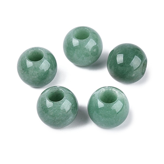 Естественный зеленый бисер авантюрин, гладкая рондель, бусины с большим отверстием